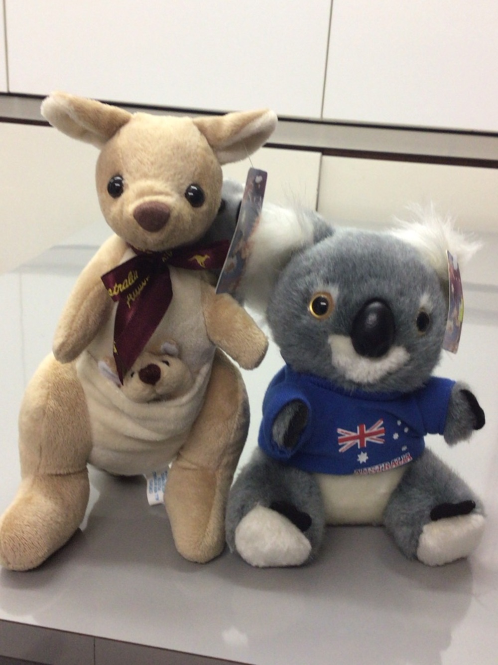 Beige Kangaroo & Gray Koala Plush Toy Duo - Soft Cuddly Set